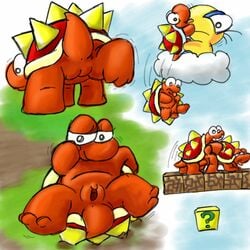 artist_request furry lakitu mario_(series) multiple_images nintendo scalie smooth_skin spiny super_mario_bros. super_mario_bros._(nes) tagme