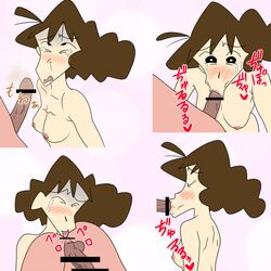 1boy anilingus ass black_eyes breasts brown_hair censored crayon_shin-chan crying curly_hair fellatio female female_rimming_male hair male male_anilingus milf misae_nohara mob_face nipples nude oral penis rimjob rimming straight testicles unseen_male_face white_pupils