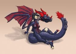 5_fingers alternate_version_at_source anthro areola back_wings biped black_areola black_hair black_nipples blue_body blush breasts claws colored countershade_torso countershading erection feet fingers futanari gender_transformation genitals glans goo_transformation gynomorph hair heel_claw horn human_to_anthro humanoid_genitalia humanoid_penis hypnosis intersex kimarikamatori markings membrane_(anatomy) membranous_wings mind_control mtg_transformation mti_transformation nipples non-mammal_breasts non-mammal_nipples nude open_mouth open_smile penis purple_sclera red_claws red_eyes red_horn red_markings sharp_teeth sitting sitting_on_ground smile snout solo species_transformation spikes spikes_(anatomy) spread_legs spreading stoneheron tail tail_between_legs teeth transformation wing_spikes wings ysera