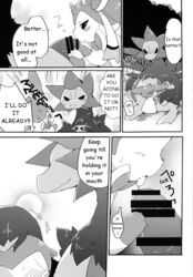 azuma_minatsu censored comic doujinshi eeveelution fellatio female hydreigon kemono male nintendo oral penis pokemon sex sylveon tongue translated video_games