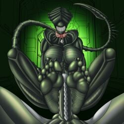 1boy alien alien_(franchise) alien_girl barefoot excella feet foot_fetish footjob misstrashcat monster monster_girl penis soles xenomorph xenomorph_praetorian
