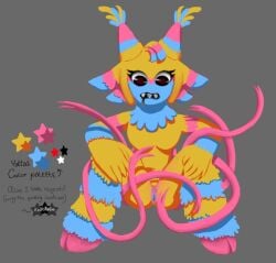 1female ass author's_note black_eyes blue_pussy brightly_colored color_palette dandy's_world female female_focus female_only fur furry_body hooves no_nipples non-human pussy roblox roblox_game spread_legs tails text toon visible_ass visible_pussy visible_teeth yatta_(dandy's_world)