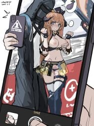 arknights bagpipe_(arknights) bagpipe_(queen_no._1)_(arknights) doctor_(arknights) female grope male phone race_queen selfie vibrator_under_clothes whate=3r