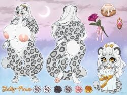 anthro belly big_belly big_breasts breasts chibi closed_smile clothed clothing eyelashes felid female front_view fur grey_body grey_fur hair hi_res huge_breasts humanoid_pussy long_hair looking_at_viewer mammal markings model_sheet mouth_closed navel nipples nude overweight overweight_anthro overweight_female pantherine pink_nipples plump_labia rear_view salty-paws smile snow_leopard solo spots spotted_arms spotted_legs spotted_markings spotted_tail standing tail tail_markings tiggybloom white_body white_fur white_hair yellow_eyes