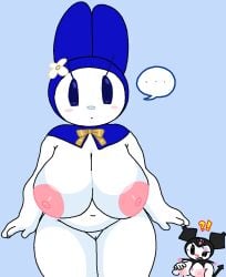 2025 2girls ?! anthro background_characters big_breasts blue_eyes blue_eyes_female bunny_ears cassettedream cute dream-cassette female furry hood kuromi my_melody naked naked_female sanrio tagme