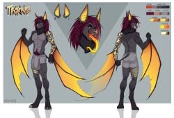 5_fingers abs anthro apple-faced bat big_bulge biped bulge claws clothed clothing color_swatch countershade_torso countershading ear_piercing ear_ring eyebrow_piercing facial_piercing fangs fingers hair hi_res huge_bulge male mammal membrane_(anatomy) membranous_wings model_sheet open_mouth pecs piercing ring_piercing solo tail teeth thorne_(zephyro11) tongue tongue_out topless topless_anthro topless_male wings