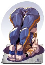 ass athletic big_ass bodysuit chun-li feet female krezniverse street_fighter street_fighter_alpha stretching tight_clothing