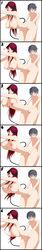 1boy 1girls absurdres baru_(val-val) black_hair blue_eyes blush bouncing_breasts breasts demon_girl demon_tail female fiore_(baru) highres horns huge_breasts long_hair long_image male nipples nude open_mouth red_hair sex straight succubus tail tall_image vaginal_penetration