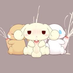 3boys beige_body beige_fur big_balls big_cock big_penis blue_eyes blush cappuccino_(cinnamoroll) chibi cinnamon_(cinnamoroll) cinnamoroll cinnamoroll_(series) cum cum_drip cumshot ejaculation ejaculation_without_expression espresso_(cinnamoroll) excessive_cum group_masturbation heart-shaped_pupils hi_res huge_cock humanoid_genitalia humanoid_penis hyper hyper_penis long_ears looking_pleasured male masturbating masturbation mob_face sanrio simple_background small_but_hung usagityann_(artist) veiny_penis white_body white_fur