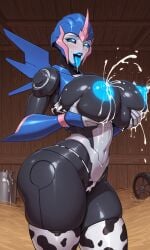 1robot_girl ai_generated alternate_version_available arcee arcee_(prime) big_breasts bikini blue_eyes blue_nipples breasts cow_print female giantess got_milk? lactating milk nipples robot_humanoid roger1011 thick_thighs thighhighs thighs transformers transformers_prime