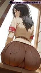 1girls 2025 ai_generated armband artist_name ass ass_focus attack_on_titan black_hair electroworld fat_ass female giant_ass heavy_ass hi_res high_quality high_resolution highres huge_ass looking_at_viewer massive_ass pantylines patreon patreon_username pieck_finger shingeki_no_kyojin sitting solo stable_diffusion thick_ass watermark wide_ass