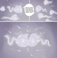 bara brawl_stars cock_vore colt_(brawl_stars) cum cum_inside cumshot digestion dinojaiba22 duo ejaculation funny hair impregnation incest male post_vore pregnant sam_(brawl_stars) simple_background text