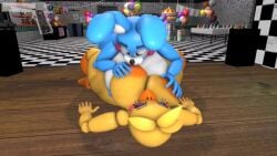 3d animatronic blue_body blue_eyes blue_nipples breast_sucking breasts chicken face_in_breasts female female_only five_nights_at_freddy's five_nights_at_freddy's_2 grabbing_breasts green_eyes josh-u4 nipple_sucking pleasure_face rabbit robot source_filmmaker squeezing_breast tagme toy_bonnie_(fnaf) toy_chica_(fnaf) video yellow_body yellow_nipples yuri