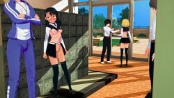 2girls 3d 4boys abraham_koikatsu animated black_hair breasts brown_hair casual_nudity crowd crowd_watching embarrassed embarrassed_nude_female enf exhibitionism exhibitionist female forced_nudity hayase_nagatoro immoral_uniform koikatsu long-haired_female long_hair navel no_penetration no_sex nude nude_female one-piece_tan pantiless pasties petite please_don't_bully_me,_nagatoro pussy_sticker sakura_(nagatoro) school school_uniform short_hair short_video shorter_than_30_seconds small_breasts source_request standing sticker_on_body tagme tan_body tan_skin tanline tanned uncensored useless_clothing video