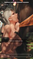 1boy 1girls 2025 3d 3d_(artwork) ashe_(overwatch) balls balls_deep baptiste big_breasts blizzard_entertainment blowjob breasts closed_eyes cock_hungry dark-skinned_male deepthroat english_text female femsub hand_on_head hi_res highres instagram interracial large_breasts lena_oxton light-skinned_female lipstick male male/female maledom nipples oral oral_penetration oral_sex outdoors outside overwatch overwatch_2 penis pulling_down_pants red_lipstick social_media straight sucking sucking_penis tagme text tracer wet wet_body wet_skin white_hair zmsfm