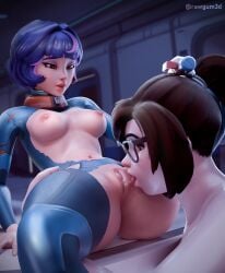 2girls 3d asian asian_female aunt_and_niece big_breasts blender bodysuit breasts breasts_out clothed_female cunnilingus female/female female_only glasses juno_(overwatch) lesbian_sex medium_breasts mei_(overwatch) nipples oral oral_sex overwatch overwatch_2 overwatch_league partially_clothed partially_nude pussy pussy_juice pussy_juice_trail pussy_lips rawgum saliva saliva_trail self_upload skintight skintight_bodysuit thighs tight_clothing tongue tongue_out younger_female yuri