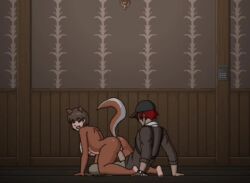 1boy 1girls 2d clothed_sex cowgirl_position crimson_bird furry_tail game_cg light-skinned_female light_skin lustful_spirit_hunt reverse_cowgirl_position riding sex tagme vaginal_penetration video