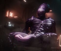 alien alien_(franchise) alien_genitalia big_penis bodily_fluids dripping erection genital_fluids genitals hi_res littleslice-sfm male nude penis precum precum_drip presenting scalie sitting snakehead404 solo solo_focus spread_legs spreading xenomorph