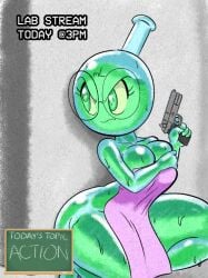 anthro ass big_butt breasts curvy female glass green_eyes gun hi_res humanoid millie_(tansau) nude original_character shower solo tagme tansau thick_thighs towel towel_only wet wide_hips