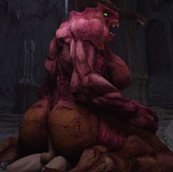3d ass baron_of_hell baron_of_hell_(doom) breasts demon demon_girl doom doom_slayer_(doom) giantess huge_ass monster monster_girl penis size_difference vaginal_penetration vensaku