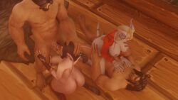2boys 2girls 3d_(artwork) black_hair blonde_hair blowjob celne cowgirl_position draenei elf female human kynalea_dawnfire lightforged_draenei male morilymory night_elf tagme tavern warcraft world_of_warcraft