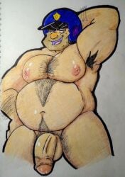 1boy 2019 body_hair el_poli genitals headwear hi_res huevocartoon human looking_at_viewer male male_only mammal marcianos_vs._mexicanos navel nipples nude nude_male open_mouth penis pubic_hair smile smiling smiling_at_viewer solo traditional_media_(artwork) yeidsil