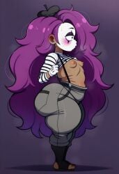1girls ai_generated big_ass big_butt brax_(artist) civitai enid female hips lifted_shirt mime mime_enid nipples ok_k.o.!_let's_be_heroes purple_hair shortstack smaller_female stable_diffusion tagme wide_hips