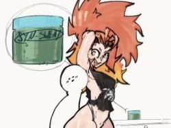 android_girl animated armpit_rubbing armpit_sniffing comic looking_at_another loop muscle_tank newgrounds pod-chan ponytail rough_animation sharp_teeth stinky sweat sweating wide_hips