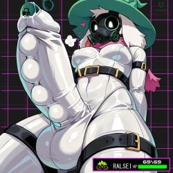 1:1 1boy 2d anthro anthro_male anthro_only balls bodysuit breasts breath caprine clothing deltarune furry furry_male furry_only gas_mask genitals hi_res latex latex_clothing latex_skinsuit looking_at_genitalia looking_at_penis male male_only mask object_in_urethra penetration penis ralsei skinsuit solo sounding sounding_beads straps straps_across_chest tied_down tight_clothing undertale_(series) urethral urethral_beads urethral_bulge urethral_insertion urethral_penetration xorza