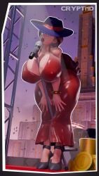 16:9 1girls bending_over bent_over blue_eyes breast_squish breasts breasts_bigger_than_head breasts_squeezed_together brown_hair casual_nudity cleavage clothed clothing crypti1d dress earrings female female_focus female_only hat hi_res high_heels highres hourglass_figure huge_ass huge_breasts human leaning_forward looking_at_viewer looking_down low-angle_view mario_(series) microphone nipple_bulge nipples_visible_through_clothing no_bra object_between_breasts pauline public public_exposure public_nudity red_dress red_lipstick red_nails revealing_clothes self_upload suggestive suggestive_look suggestive_pose teasing text thick_legs thick_thighs thighs voluptuous voluptuous_female watermark
