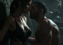 ai_generated lara_croft lara_croft_(survivor) leshay7 male/female passionate softcore tomb_raider tomb_raider_(survivor) wet
