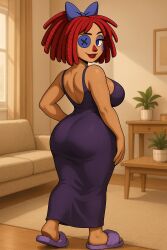 ai_generated ass_in_dress big_booty cougar glitch_productions milf ragatha_(the_amazing_digital_circus) slippers the_amazing_digital_circus