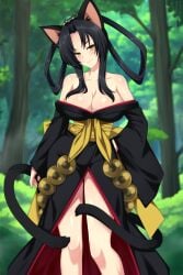 black_hair cat_ears cat_tail catgirl character_request high_school_dxd kimono lindaroze tagme