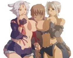 1boy 2girls angel_(kof) animated handjob king_of_fighters licking licking_breast multiple_girls nenna nennanennanenna self_breast_sucking snk spanking tagme white_hair wide_hips