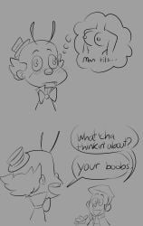1boy 1girls billy_buckaroo breasts busty comic doctor_who female harmfulplant line_art male mr_ring-a-ding nude real_person self_insert text text_bubble