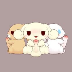 3boys beige_body beige_fur big_balls big_cock big_penis blue_eyes blush cappuccino_(cinnamoroll) chibi cinnamon_(cinnamoroll) cinnamoroll cinnamoroll_(series) espresso_(cinnamoroll) group_masturbation hi_res huge_cock humanoid_genitalia humanoid_penis hyper hyper_penis long_ears male masturbating masturbation mob_face rubbing_penis sanrio simple_background small_but_hung usagityann_(artist) veiny_penis white_body white_fur