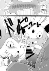 azuma_minatsu blush censored comic cum doujinshi eeveelution espeon flareon fur kemono nintendo o_o penis pokemon shocked sylveon translated video_games