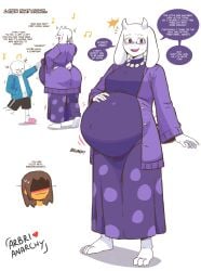 /// arbrianarchy barefoot big_ass blush_lines boned deltarune english_dialogue english_text fangs glasses goat hand_on_belly happy horns joke kris_(deltarune) milf non-nude pregnant pregnant_female sans sans_(deltarune) shorter_male shorter_male/taller_female skeleton tagme taller_female text toriel undertale_(series)