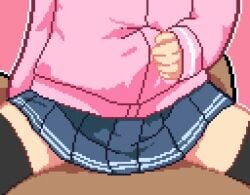 1boy 1girls animated belly_bulge bocchi_the_rock! bottomless clothed clothed_sex cowgirl_position cum cum_in_pussy cum_inside female gotou_hitori hoodie implied_sex no_sound penetration penis pixel_art qswan sex sex_under_skirt skirt stealth_sex tagme thighhighs video visible_bulge