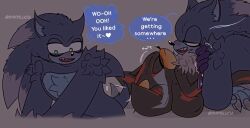 anthro bite blush blush_lines bodily_fluids duo fangs from_front_position fur hi_res laying_on_another lying male male/male missionary_position on_back sega sex shadow_the_hedgehog shipslucia shoulder_bite sonadow sonic_the_hedgehog sonic_the_hedgehog_(series) sonic_the_werehog sonic_unleashed speech_bubble sweat sweatdrop tail tail_motion tailwag teeth text vampire_shadow