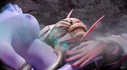 2girls 3d alleria_windrunner apheliyass blizzard_entertainment blonde_hair cunnilingus elf female high_elf light-skinned_female light_skin oral oral_sex purple_skin void warcraft world_of_warcraft yuri