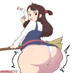 1girls 2026 alternate_ass_size artwork_(digital) ass atsuko_kagari big_ass big_butt bottom_heavy butt butt_focus fat_ass from_behind ginga777 light_skin little_witch_academia looking_back panties skirt skirt_lift small_skirt solo thick_ass thick_thighs white_underwear