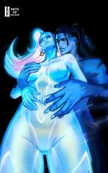 arts_of_paloma ass_visible_through_thighs black_hair blonde_female blonde_hair breast_grab breasts bright bright_colors canon_couple cloak_(marvel) cloak_(marvel_rivals) cloak_and_dagger cosmic_skin couple couple_love crotch dagger_(marvel) dagger_(marvel_rivals) dark_skin dark_skinned_male dreadlocks female female/male glowing glowing_body hand_on_breast hand_on_hand interracial light light_body light_skin light_skinned_female male marvel marvel_comics marvel_rivals navel nipple_bulge superhero superhero_couple superheroine superheroine_costume tandy_bowen thighs thin_waist tight_clothes tight_clothing touching_breast tyrone_johnson wavy_hair