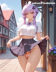 1futa 2026 ai_assisted ai_generated anime artist_name blue_flower clothes_lift cock dick explicit flower futanari hair_ornament hi_res high_quality high_resolution highres hydrangea lifted_by_self otoko_no_ko patreon patreon_username penis purple_eyes purple_hair short_hair_with_long_locks skirt skirt_hold skirt_lift smile solo stable_diffusion testicles tsukoneko vocaloid voiceroid watermark yuzuki_yukari