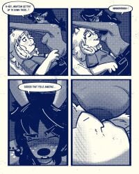 anthro asriel_dreemurr blush blush_lines bovid breast_sucking breasts caprine clothed clothed_male clothing comic deer deltarune dess_holiday dialogue duo ear_piercing ear_ring english_text female goat halftone hi_res licking male male/female mammal monochrome new_world_deer nipple_fetish nipple_kiss nipple_lick nipple_play nipples piercing reindeer ring_piercing sexylinguini simple_background speech_bubble text tongue topless topless_female undertale undertale_(series)