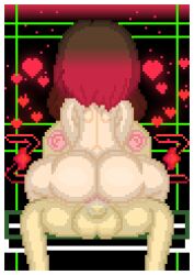 1futa 1girls ass back_view balls big_breasts big_butt breasts brown_hair chara cowgirl_position female futa_on_female futanari heart hearts_around_head nipples penis_in_pussy pink_hair pixel_art pussy red_hair riding riding_penis self_upload thrust_lines undertale undertale_(series) vaginal_penetration vaginal_sex z!betty zixy