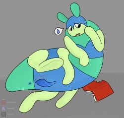 1boy 4_legs 6_legs absurd_res antennae antennae_(anatomy) anthro anthro_bug anthro_insect anthro_male anthro_only anthro_solo anus artist_upload bite_mark blue_anus blue_body blue_penis book bug caterpillar cock dandy's_world dick digital_media_(artwork) felixmcfurry four_legs fully_naked fully_naked_anthro fully_naked_male fully_nude fully_nude_anthro fully_nude_male genitals green_arms green_face green_legs grey_background hand_up hi_res highres insects laying_down laying_on_side looking_away looking_away_from_viewer lying lying_on_ground lying_on_side male male_anthro male_anus male_only multi_limb multiple_legs naked nervous nervous_sweat no-human no_balls no_human no_humans non-human non-human_only nude nudity on_ground on_side only_male open_mouth partial_feral penis plain_background png red_book self_upload semi-feral simple_background slit slit_penis solo solo_anthro solo_male squirm_(dandy's_world) striped_body sweat sweatdrop tentacle_penis waterdrop
