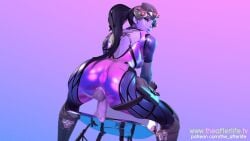 1futa 3d animated animated_gif ass backsack balls chair cock-tail futa_focus futa_only futanari looking_at_viewer overwatch penis solo_futa theafterlife widowmaker