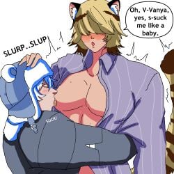 blanc breastfeeding furry heartopia male_lactation milk sucking tis vanya vanya_(heartopia) yaoi