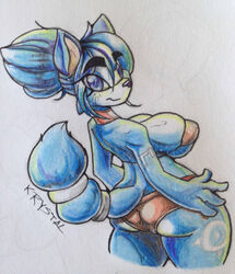 anthro blue_fur breasts canine female female_only fox fur krystal mammal solo star_fox xopachi